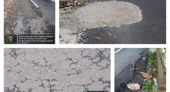 Belum Setahun Dikerjakan Ruas Jalan Kisol – Mok – Paan Leleng di Manggarai Timur Sudah Rusak
